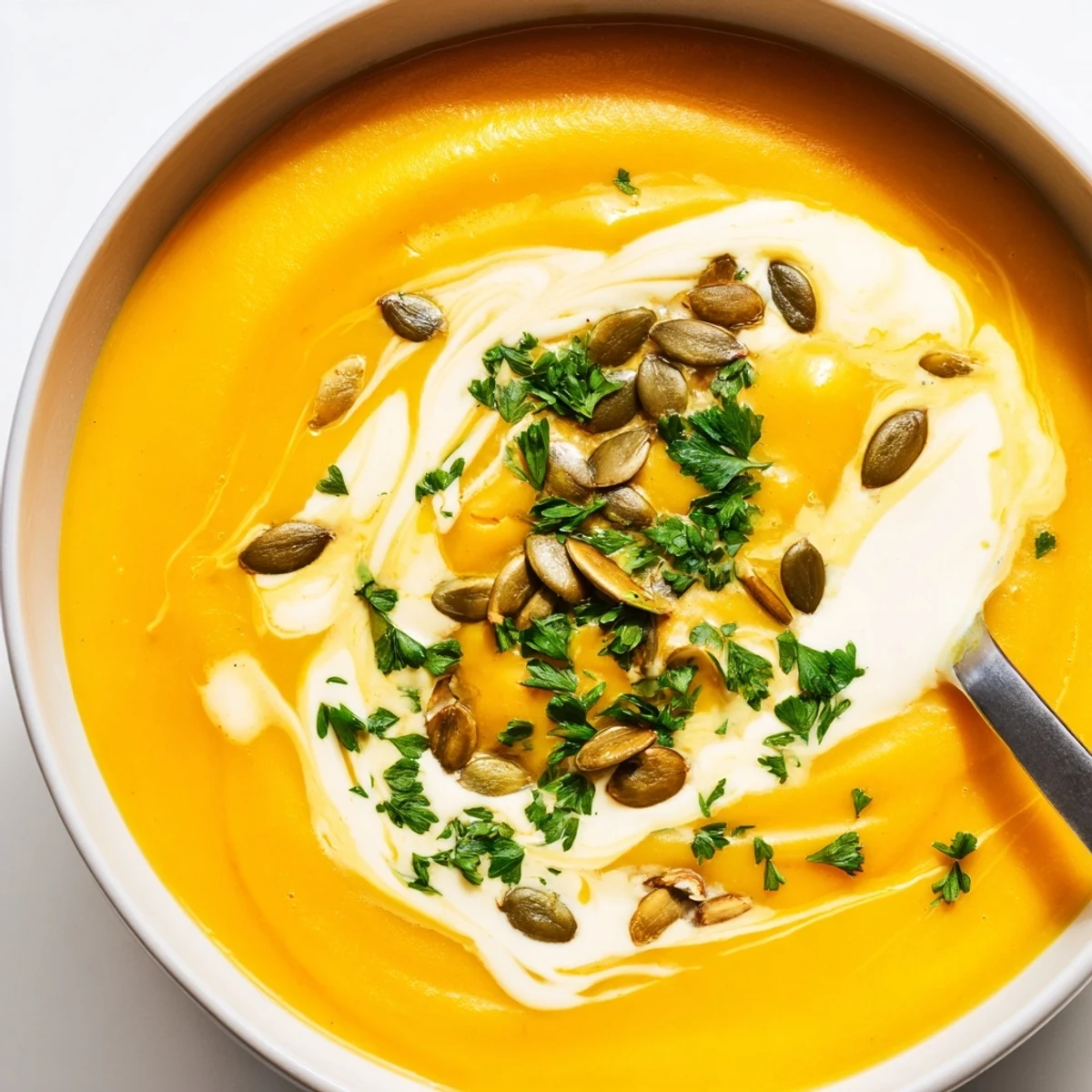 Geroestete Kürbis Cremesuppe